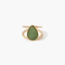 New Balaboosté Bague avec pierre fantaisie - vert et doré