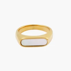 Shop Balaboosté Bague en acier avec nacre