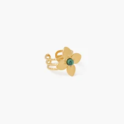 Discount Balaboosté Bague fleur avec Pierre - acier inoxydable