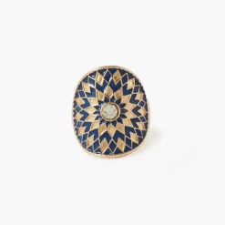 Outlet Balaboosté Bague mosaïque bleu et doré