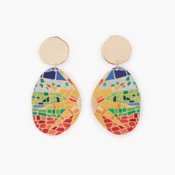 Clearance Balaboosté Boucles d'oreilles à clips imprimés mosaïque