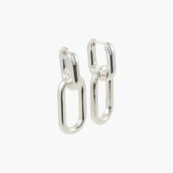 Store Balaboosté Boucles d'oreilles anneaux rectangulaires argentés
