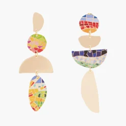 Cheap Balaboosté Boucles d'oreilles Balagane asymétriques à imprimé mosaïque