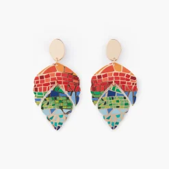 Cheap Balaboosté Boucles d'oreilles Balagane feuilles à imprimé mosaïque