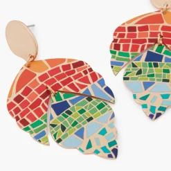 Cheap Balaboosté Boucles d'oreilles Balagane feuilles à imprimé mosaïque