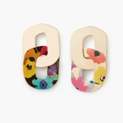 Shop Balaboosté Boucles d'oreilles Balagane doubles anneaux imprimé fleurs