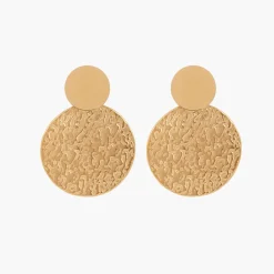 Fashion Balaboosté Boucles d'oreilles disques martelés Acier Inoxydable