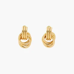 Cheap Balaboosté Boucles d'oreilles dorées anneaux entrelacés