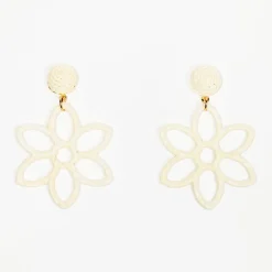 Best Balaboosté Boucles d'oreilles fleur en raphia - coloris ivoire