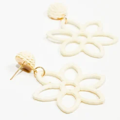 Best Balaboosté Boucles d'oreilles fleur en raphia - coloris ivoire