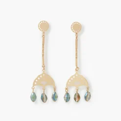 Best Balaboosté Boucles d'oreilles longues métal ajouré et perles à facettes