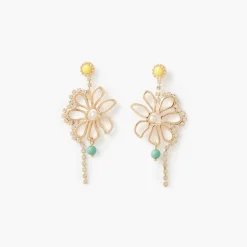 Cheap Balaboosté Boucles d'oreilles pendantes fleurs et strass