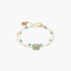 Flash Sale Balaboosté Bracelet 2 rangs en acier inoxydable et pierre d'Aventurine