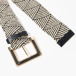 Discount Balaboosté Ceinture à motif géométrique noir et beige