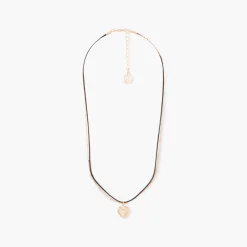Shop Balaboosté Collier 2 rangs chaine et fil avec pendentif cœur