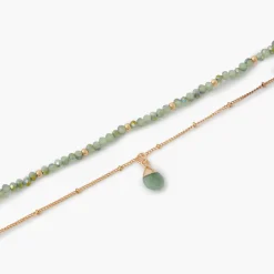 Outlet Balaboosté Collier 2 rangs chaîne et pierres avec pendentif