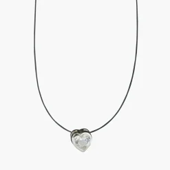 Store Balaboosté Collier coeur Oxyde de Zirconium Argent Garanti