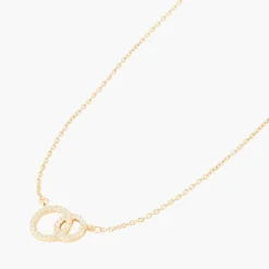 Flash Sale Balaboosté Collier double anneaux strass Argent Garanti