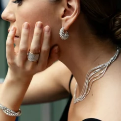 Best Balaboosté Collier multi rangs chaines et strass argenté