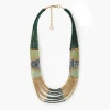 Hot Balaboosté Collier plastron perles de rocailles vert et doré