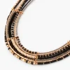 Clearance Balaboosté Collier plastron perles de rocailles noir et doré