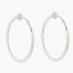 Flash Sale Balaboosté Créoles argentées ciselées à piston 40 mm