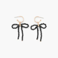 Shop Balaboosté Créoles nœud en perles à facettes noires