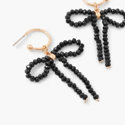 Shop Balaboosté Créoles nœud en perles à facettes noires