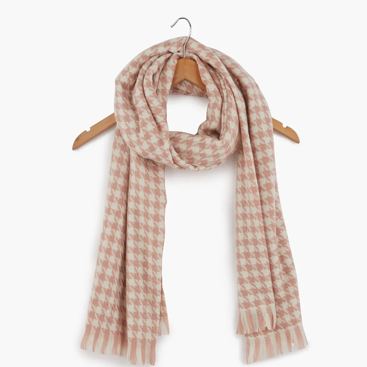 Shop Balaboosté Echarpe imprimé pied de poule rose