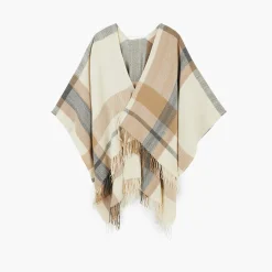 Best Sale Balaboosté Poncho à carreaux beige et gris