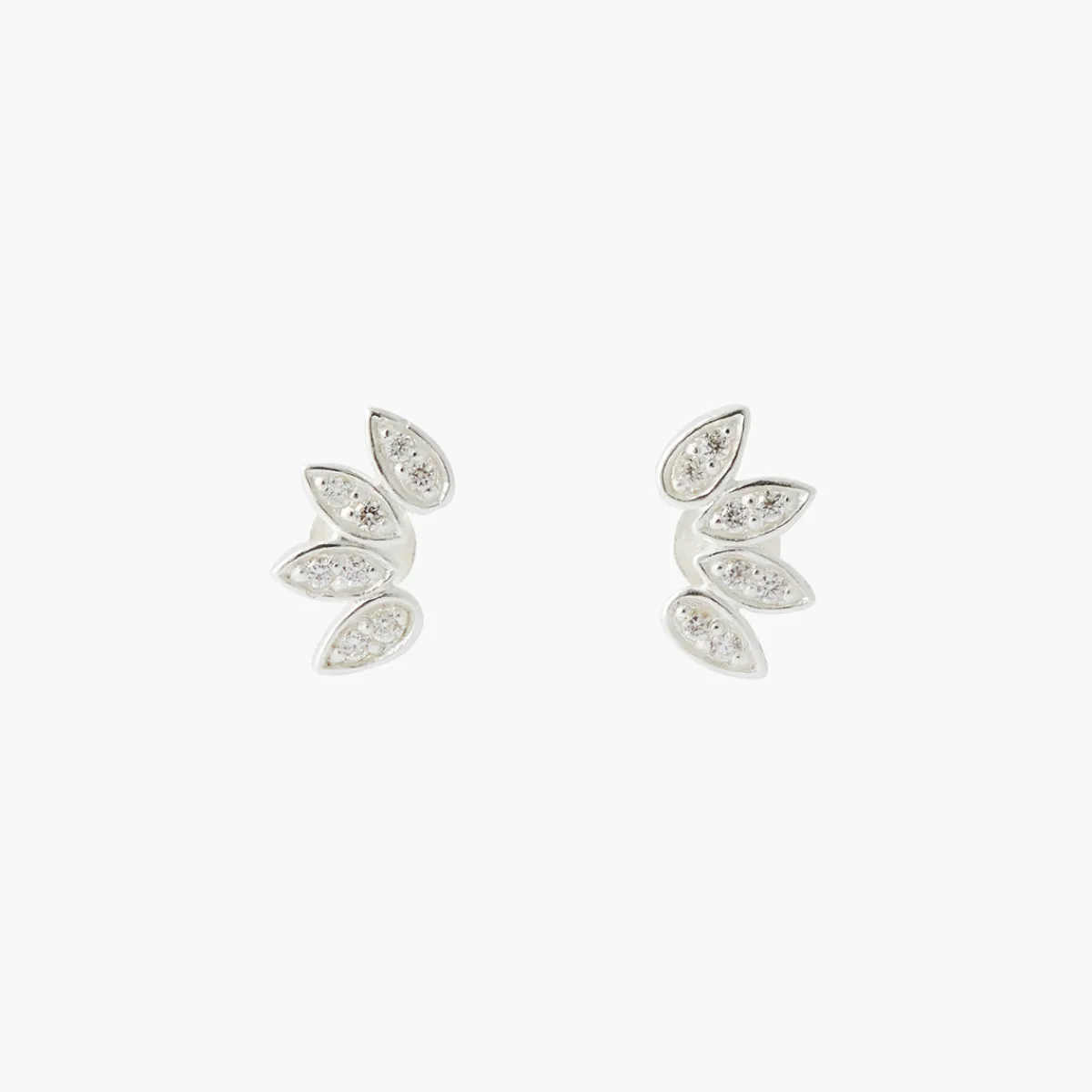 Store Balaboosté Puces d'oreilles pétales zirconium Argent Garanti