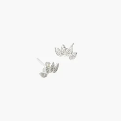 Store Balaboosté Puces d'oreilles pétales zirconium Argent Garanti