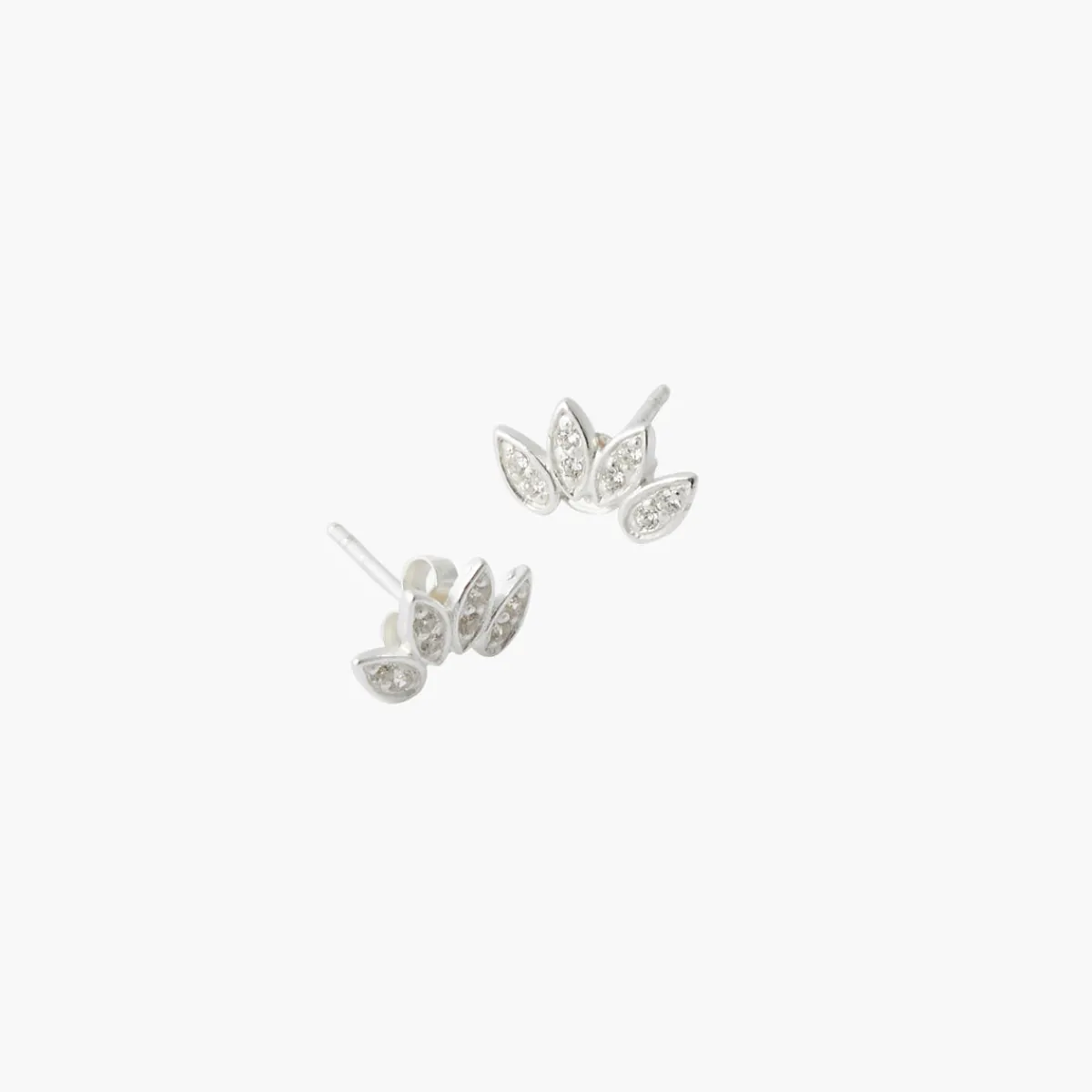 Store Balaboosté Puces d'oreilles pétales zirconium Argent Garanti