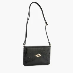 Store Balaboosté Sac à bandoulière effet croco noir