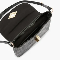 Store Balaboosté Sac à bandoulière effet croco noir