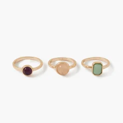 Sale Balaboosté Set de 3 bagues à cabochons - doré