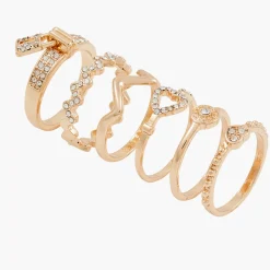 Online Balaboosté Set de 6 bagues avec strass