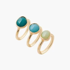 Clearance Balaboosté Set de 3 bagues en métal et résine