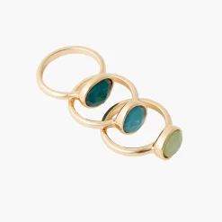 Clearance Balaboosté Set de 3 bagues en métal et résine