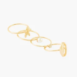 Cheap Balaboosté Set de 4 bagues fines dorées