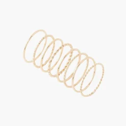Cheap Balaboosté Set de 8 bagues fines dorées lisses et ciselées