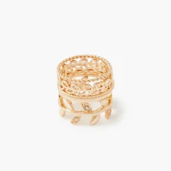 New Balaboosté Set de 5 bagues fines épi et strass