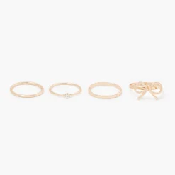 Cheap Balaboosté Set de 4 bagues noeud et strass