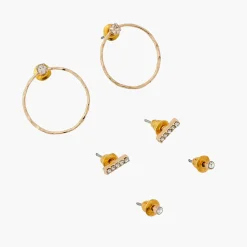 Store Balaboosté Set de 3 boucles d'oreilles assorties strass et anneaux