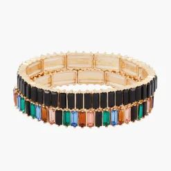 Flash Sale Balaboosté Set de 2 bracelets élastiques strass noir et multicolore