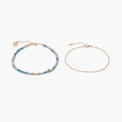 Cheap Balaboosté Set de 2 chaînes de cheville bleu, vert, doré