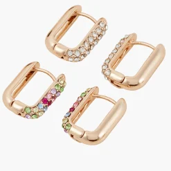 Cheap Balaboosté Set de 2 créoles carrées avec strass