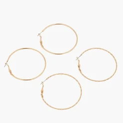 New Balaboosté Set de 2 créoles dorées lisses et ciselées