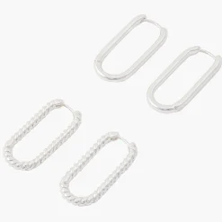 Sale Balaboosté Set de 2 créoles rectangles - argenté