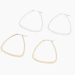 New Balaboosté Set de 2 créoles triangles dorées et argentées